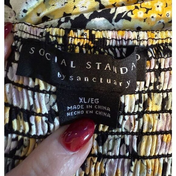 Sanctuary Size XL Ditzy Floral Tiered Maxi Dress Black Butter Yellow Daisy Print - Picture 14 of 14